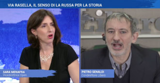 Copertina di Via Rasella, lite Senaldi-Menafra. “Quei 12 partigiani lì hanno fatto gli eroi con le vite degli altri”. “Lei dice falsità storiche”. Su La7